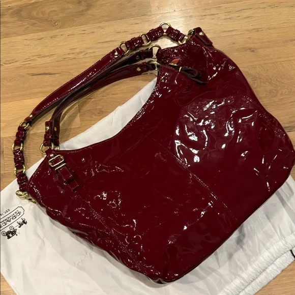 Vintage Coach Madison Burgundy Patent Leather Satchel